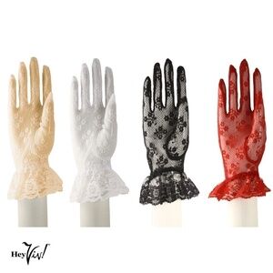 Wrist Length Lace Gloves w Ruffle Dressy Weddings Party Bridal Prom - Hey Viv